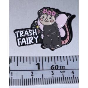 Trash Fairy Opossum Possum Script Pin Brooch